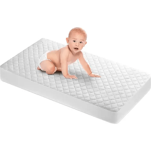 Masirs Crib Mattress Protector Cover - Comfortable, Breathable and Waterproof Material. Keep The Crib Mattress Clean and Protected and Give Your Baby a Cozy Restful Sleep. Machine and Dryer Friendly.