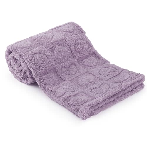 Plush Soft with Heart Checkered Baby Blanket,Fleece Infant Toddler Blankets for Girls Boys,Warm Lightweight Breathable Newborn Receiving Blankets for Crib Stroller 30"×39"(Purple,Heart)
