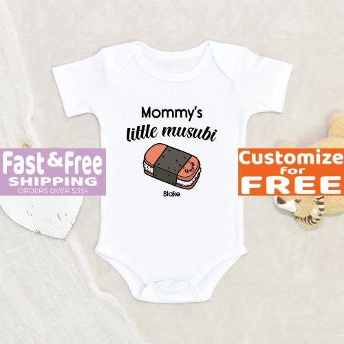Hawaiian Baby Onesie® Mommy's Little Musubi Personalized Onesie® Baby Shower Gift Spams Musubi Baby Onesie® Pregnancy Announce Baby Onesie®