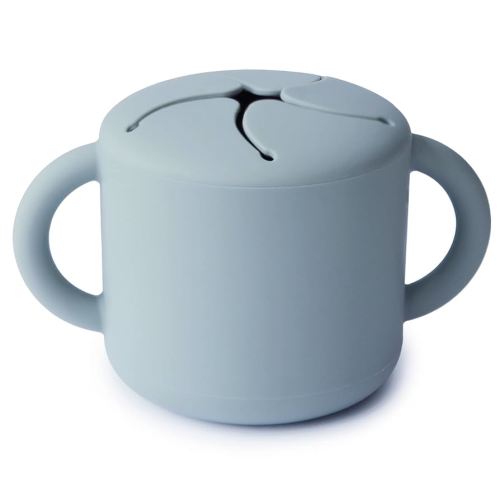 mushie Silicone Snack Cup | Spill Proof Food Container for Toddler and Baby (Powder Blue)