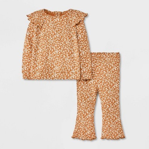 Baby Girls' Top & Bottom Set - Cat & Jack™, Color: Brown, Size: 12M