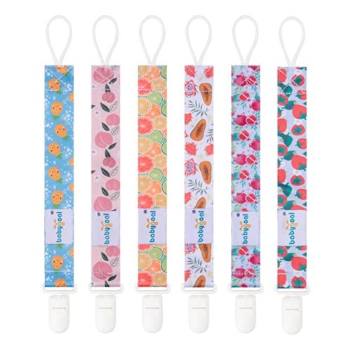 Babygoal Fruit Pacifier Clips, 6 Pack Binky Paci Holder and Leash for Boys and Girls Fits for Most Pacifier, Binkie Styles & Baby Teethers & Toys and Gift 6PB17