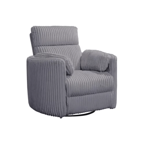 Rayna Grey Plush Channelled Power Swivel Glider Recliner