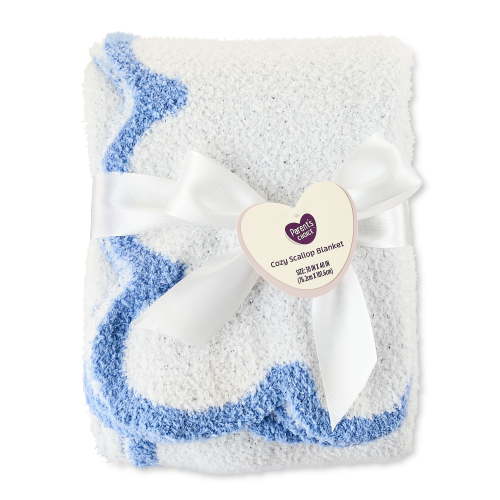 Parent's Choice Blue and White Scallop Baby Blanket for Comfort