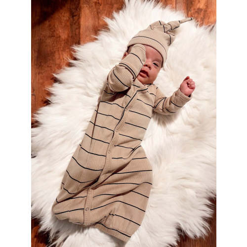Tan/Black Stripe / Organic Ribbed Gown