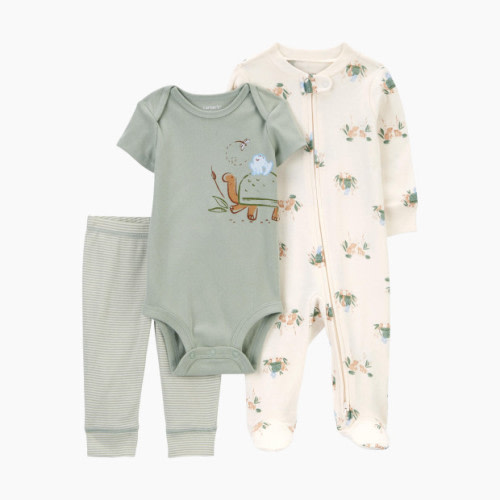 Carter's 3-Piece Sleep & Play Set - Green, Nb