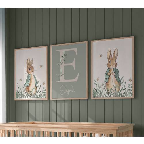 Peter Rabbit Prints,Boys Nursery Prints,New Baby,Nursery Decor,Peter Rabbit Decor,Peter Rabbit Nursery,Nursery Wall Art,Green,Personalised