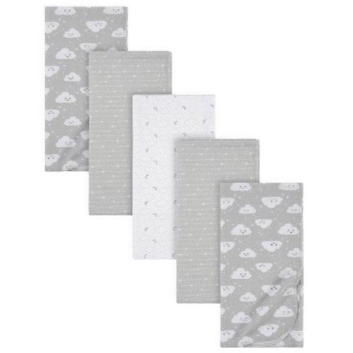 Gerber Baby Flannel Receiving Blankets, 5-Pack, Color: Clouds, Size: one size