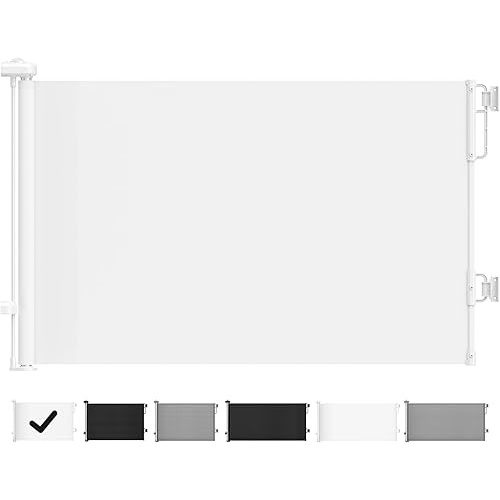 Cumbor 55" Wide Retractable Baby Gates for Stairs, Mom's Choice Award-Mesh Pet Gate for Dogs, Puppy Safety Essential Fit for Baseboards, Toddler Gates for Doorways, Hallways, Indoor & Outdoor, White