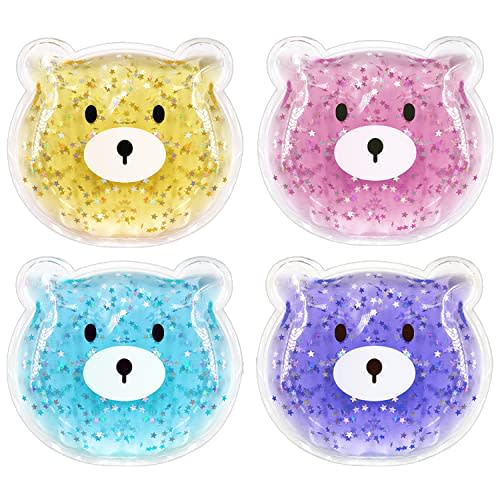 (4 Pcs) Kids Reusable Gel Ice Pack, Boo Boo Ice Pack, Cute Children Gel Ice Pack for Kids Injuries, Kids Cute Lunch ice Pack, Breastfeeding, Wisdom Teeth, Pain Relief, Kids Fever, Headaches