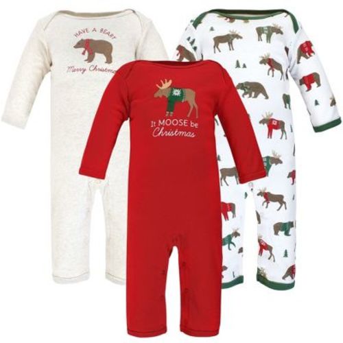 Hudson Baby Infant Boy Cotton Coveralls, Moose Be Christmas, 0-3 Months