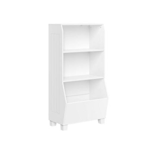 Riverridge Kids' 23" Playroom Bookshelf With Veggie Bin Organizer And 2 Open Toy Storage Shelves: Small Bookshelf For Kids, Mdf, White