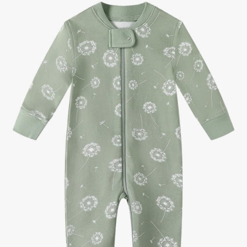 Owlivia Organic Cotton Pjs | Green Dandelion Size 0-3 or 6-12mo