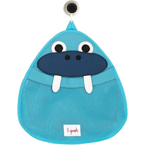 3 Sprouts Hanging Bath Toy Holder for Bathtub - Storage Caddy with Baby Organizer - Shower & Bath Tub Toy Storage Basket, Walrus