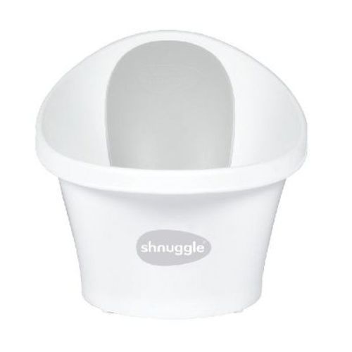 Shnuggle Baby Bath | Newborn baby bath Support with Bum Bump | Compact Bathtub for babies | Bath Seat Suitable from Birth White/Grey