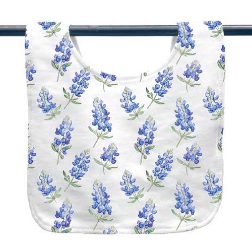Bluebonnet Baby Bib- Home Malone, New Orleans, Baby Shower Gift, Cute, Spring Baby, Floral Baby, Texas Bluebonnet, Wild, New Arrival