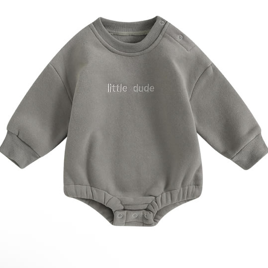 VISGOGO Newborn Infant Baby Boy Girls Oversized Romper Little Dude Sweater Onesie Coming Home Outfit Neutral Clothes