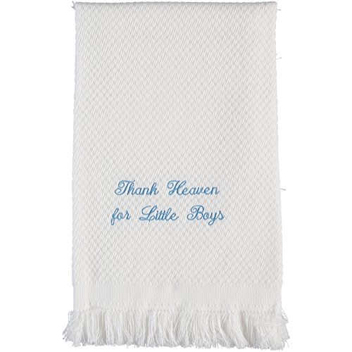 Julius Berger Blanket Knitted White Thank Heaven for Little Boys Blanket