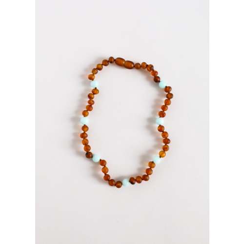 Raw Cognac Baltic Amber + Amazonite || Halo Necklace || – CanyonLeaf