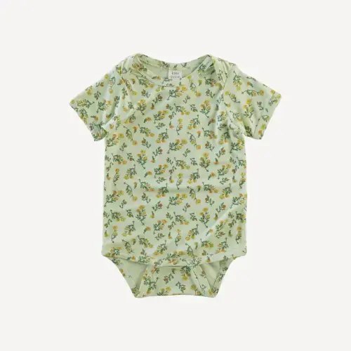 short sleeve lap neck bodysuit | garden tiny chamomile | bamboo