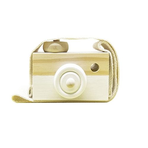Baby Toy Wooden Mini Camera Toy, Baby Kids Cute Mini Sharpe Toy, Neck Hanging Photographed Props for Baby Toddlers Children Kids' Room Hanging Decor Gift (white) - White