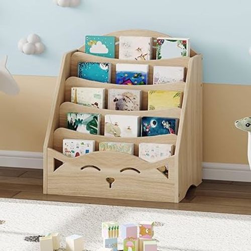 HOOBRO Kids Bookshelf, Book Shelf for Kids Room, Toddler Bookshelf, Baby Bookcase Display Shelves, 5-Tier Kids Book Rack Storage for Playroom and Nursery, Ideal Gift for Boys & Girls, Natural NL50CW01
