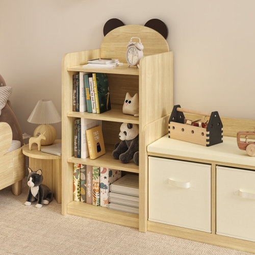 FKWin Modular Wood Kids Bookcase With Reading Nook - Storage Organizer With Bear Design For Nursery, Bedroom, Playroom | Wayfair