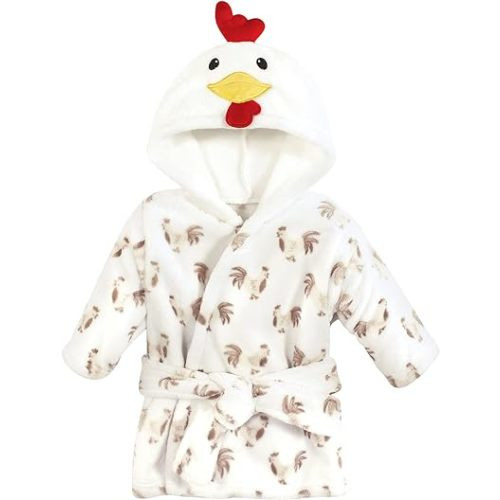 Hudson Baby Unisex Baby Plush Animal Face Bathrobe, Rooster, 0-9 Months