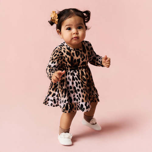 Loretta Leopard Ruffled Bodysuit Dress