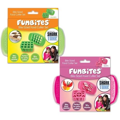 Food Cutter Set, Green Squares, Pink Hearts