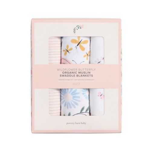Wildflower Butterfly Organic Muslin Swaddle, Set of 3