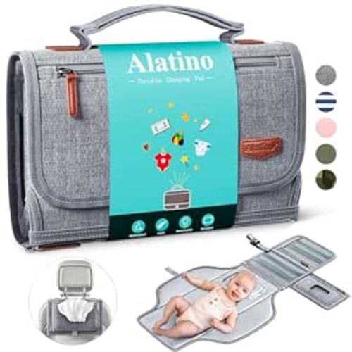 Alatino Portable Diaper Changing Pad, Wipe Clean, Large 25x22, Grey