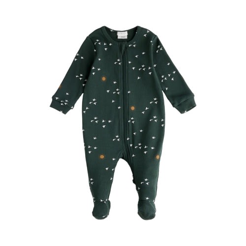 Print One Piece Organic Cotton Rib Footie Pajamas, 6M
