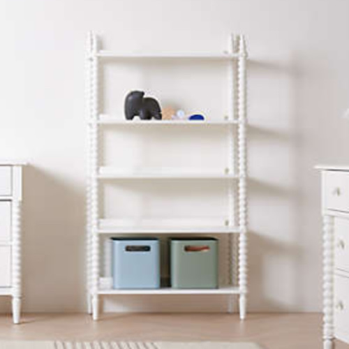 Jenny Lind White Wood Spindle 5-Shelf Bookcase