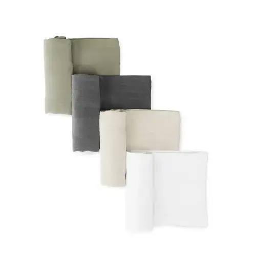 Organic Breathable Swaddle Blankets 4-Color Pack