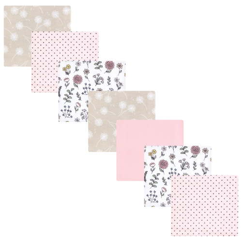Luvable Friends Hudson Baby Cotton Poly Flannel Receiving Blankets 7pk, Pink Dandelion, One Size