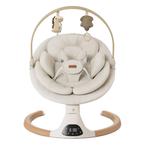 Baby Swings for Infants, Monamii Baby Swing, Infant Swing with 5 Speeds, 10 Lullabies, Electric Swing for Baby, Indoor & Outdoor Use (Beige)