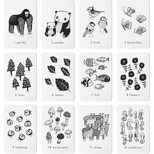 Wee Gallery Educational Flashcards for Babies, Double Sided Black and White Learning Flash cards, Nature Number Cards for Visual Stimulation and Cognitive Development of Infants and Toddlers