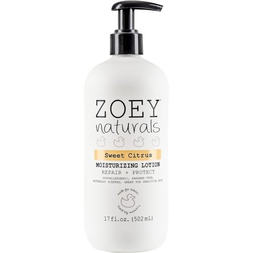 Zoey Naturals Sweet Citrus Baby Lotion - Enriched with Shea, Apricot Oil, Aloe & Avocado - Soothes & Moisturizes with Orange & Pomegranate - Gentle for Eczema Skin, Made in USA