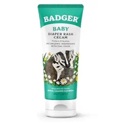 Badger Diaper Cream, Organic Diaper Rash Cream for Baby, Zinc Oxide Ointment w/Soothing Calendula Cream, Organic Baby Diaper Care Barrier Cream, Zinc Oxide Cream for Sensitive Baby Skin, 2.9 fl oz