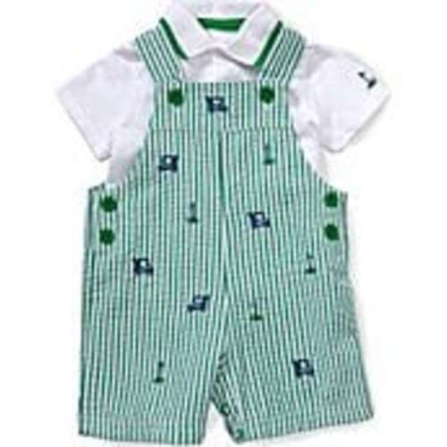 Little Me Baby Boys Cotton Seersucker Golf-Motif-Embroidered Overall Jon Jon & Solid Short-Sleeve Knit Polo Shirt Set | Dillard's