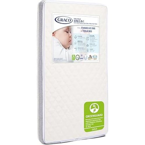 Graco Ultra 2-in-1 Premium Dual-Sided Crib & Toddler Mattress - GREENGUARD Gold, CertiPUR-US Certified Foam, 2-Sided Mattress Fits Any Brand of Crib & Toddler Bed : Baby
