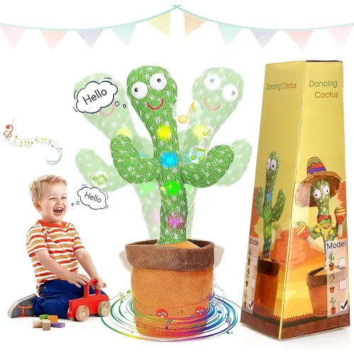 LUKETURE Cactus Baby Toy, Kid Talking Singing Cactus Toy, 120 Songs Recording Dancing Cactus Mimicking Toy That Repeat What You Say, Pre-School Education Toy for Kids Best for Children