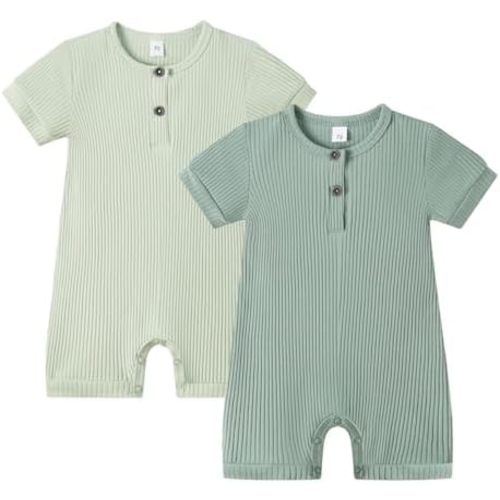 Solid Ribbed Short Sleeve Bodysuit 2-Pack