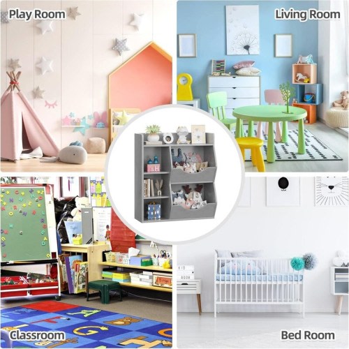 5-Cubby Kid's Bookcase and Bookshelf, Multi Toy Storage Organizer