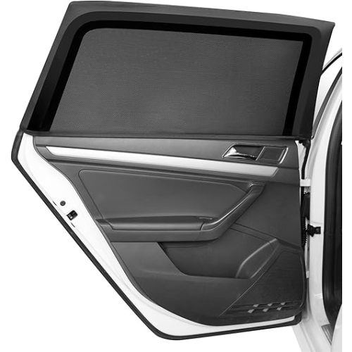 JUSTTOP Car Window Shade for Baby with UV Protection Breathable Mesh Blocks 99% Sunlight & Reduces Glare-Universal Sun Shade for Most Vehicles, (2-Pack)