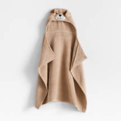 Puppy Prairie Beige 100% Organic Cotton Hooded Baby Towel