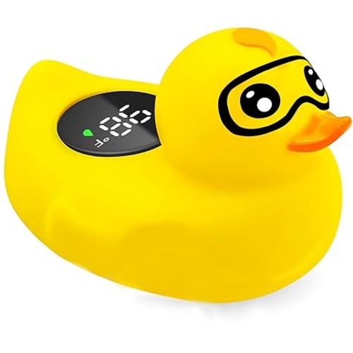 Trydream Baby Thermometer, Baby Bath Thermometer Upgrade LED Digital Bathtub Water Temperature Auto ON/Off Bathroom Safety Thermometer Yellow Duck Floating Toy for Infants, Newborn,Toddler, Kids
