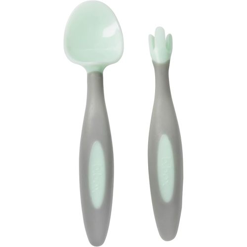 b.box Toddler Cutlery Set – Patented FLORK™ Flower Fork & Easy-Grip Spoon with Travel Case. BPA-Free, Dishwasher Safe. Designed by Occupational Therapists. Ages 9M+ (Pistachio)