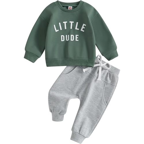 Newborn Baby Boy Fall Clothes Long Sleeve Round Neck Letter Print Sweatshirt Top Long Pants Cute Toddler Winter Outfits
